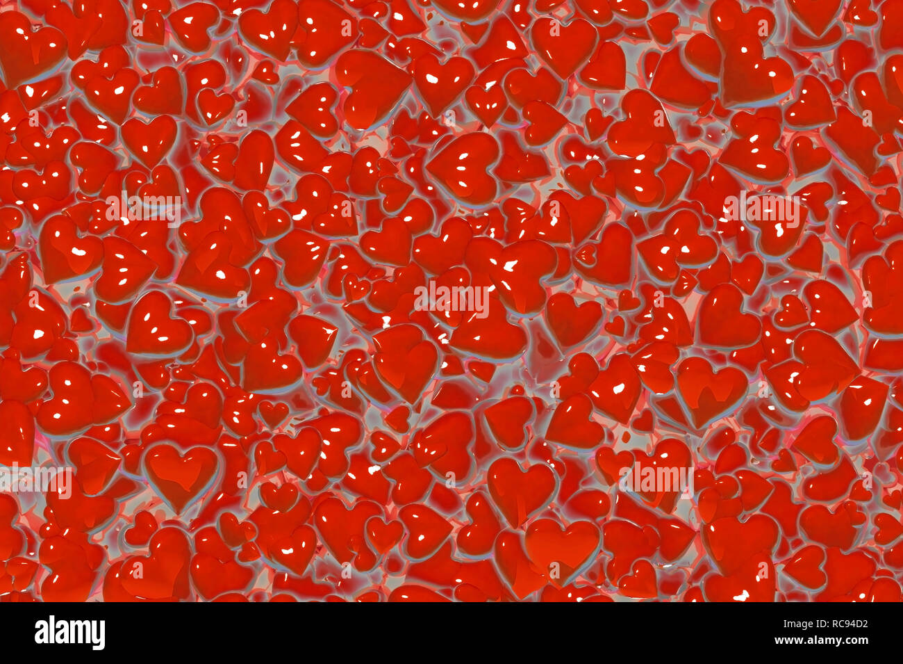 Valentine's Day Abstract 3D Background With Shiny Red Hearts Stock ...