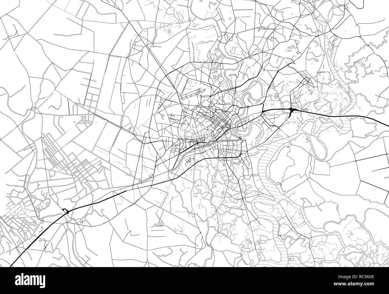 Area map of Ho Chi Minh City, Vietnam. This artmap of Ho Chi Minh City  contains geography lines for land mass, water, major and minor roads Stock  Vector Image & Art -