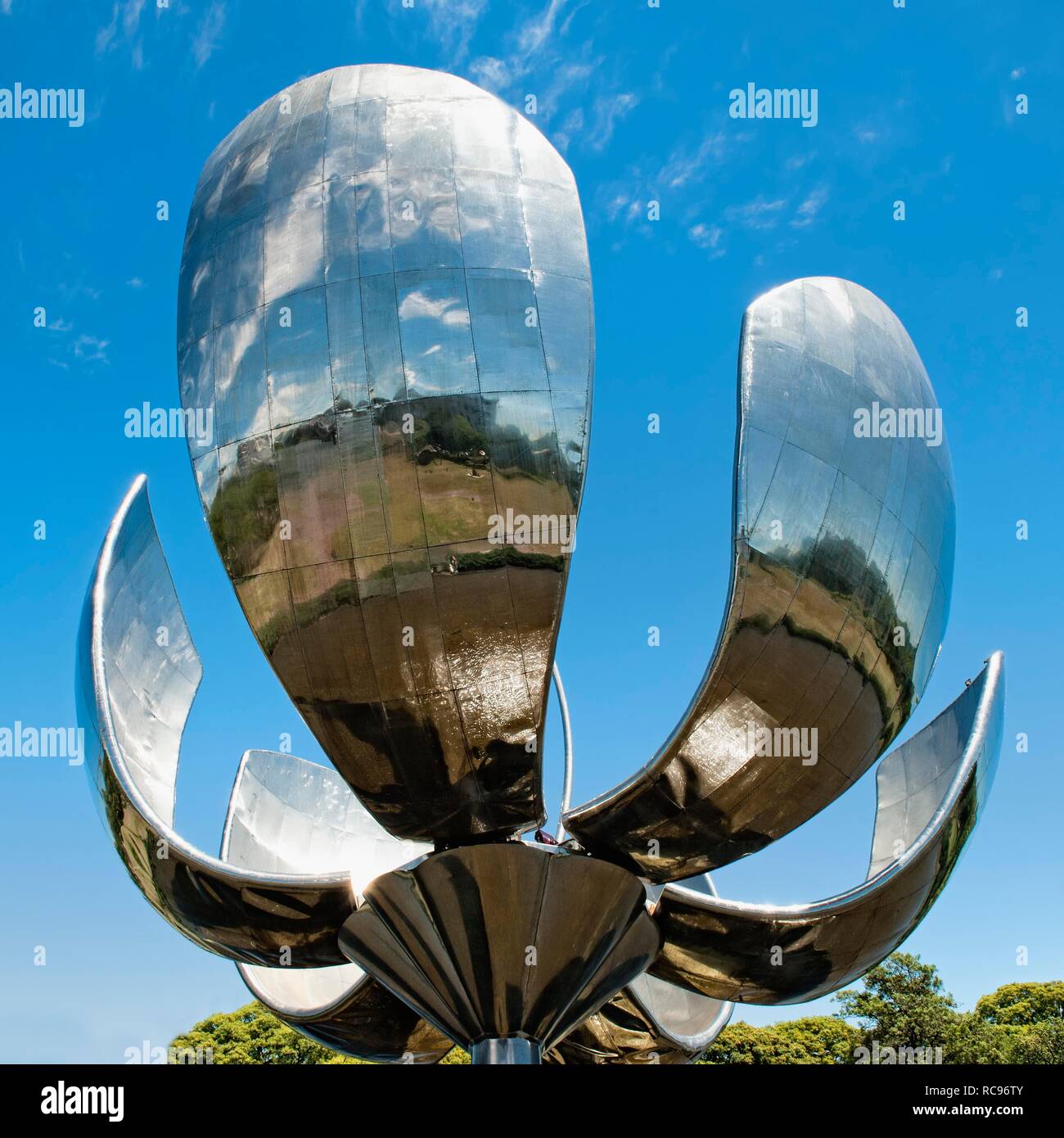 Floralis Generica, metallic sculpture representing a flower, United Nations Plaza, Buenos Aires, Argentina, South America Stock Photo