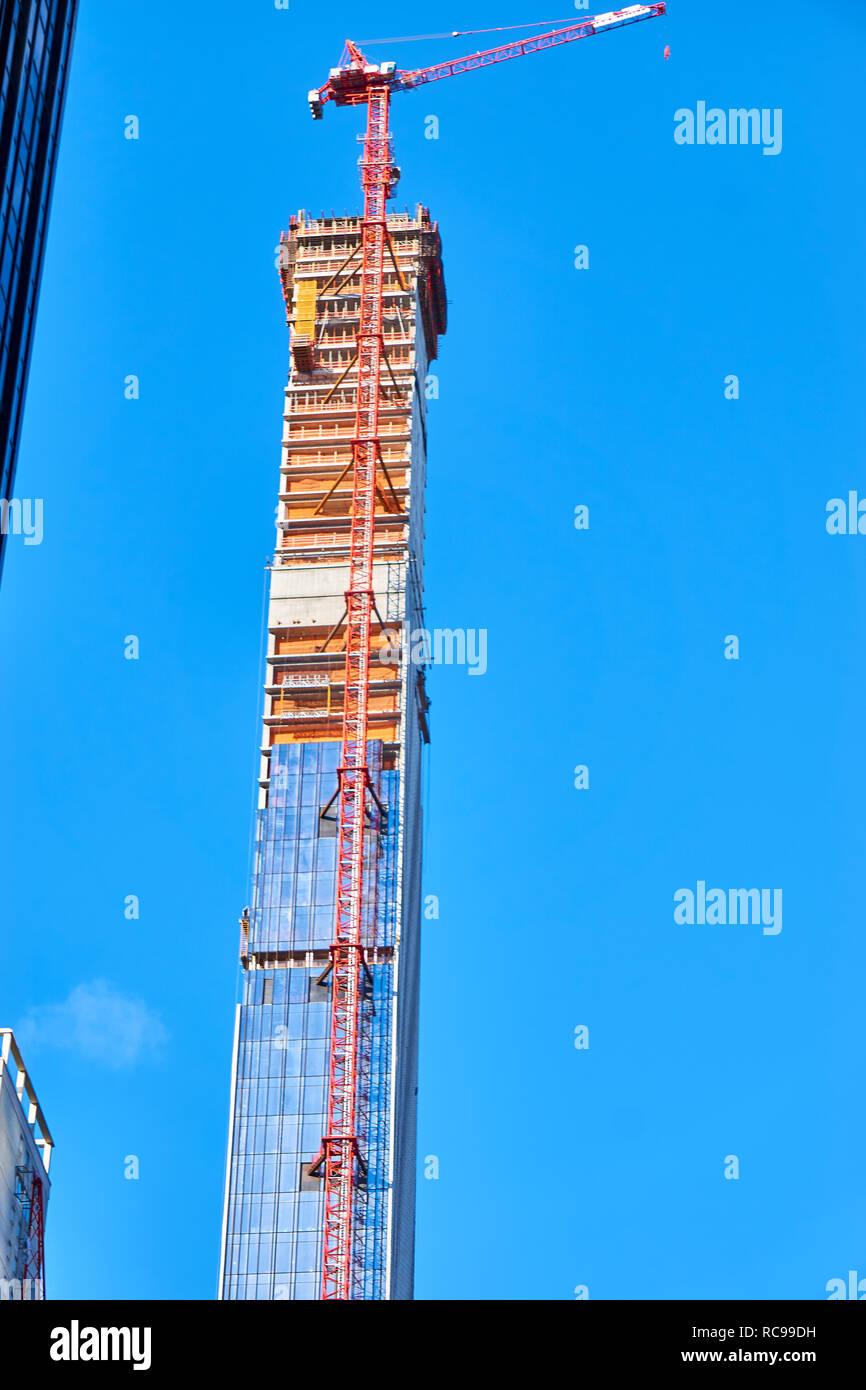Building a building in New York with a blue sky Stock Photo