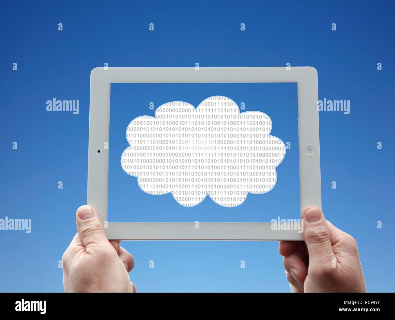 IPad, clouds, sky, symbolic image for cloud computing, cloud Stock Photo