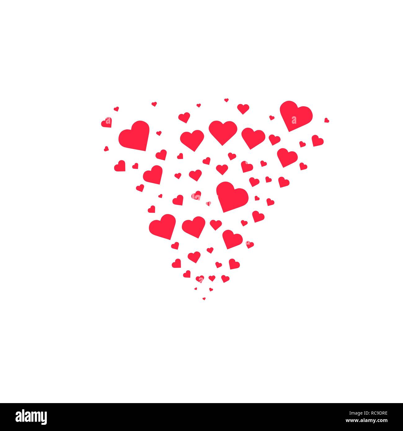 Heart confetti burst isolated. Valentines day concept. Heart shapes