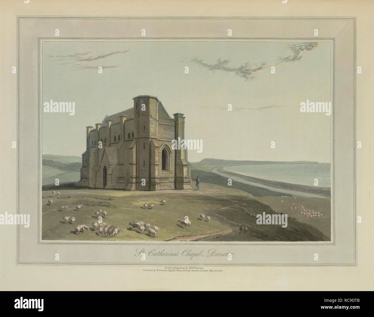 St Catherine's Chapel - Dorset Coastal landscape scenes around Great Britain. A Voyage round Great Britain undertaken in the summer of the year 1813. With a series of views illustrative of the character and prominent features of the coast, drawn and engraved by William Daniell. Longman: London, 1814-25. Source: G.7046 plate 264. Language: English. Author: DANIELL, WILLIAM. AYTON, RICHARD. Stock Photo