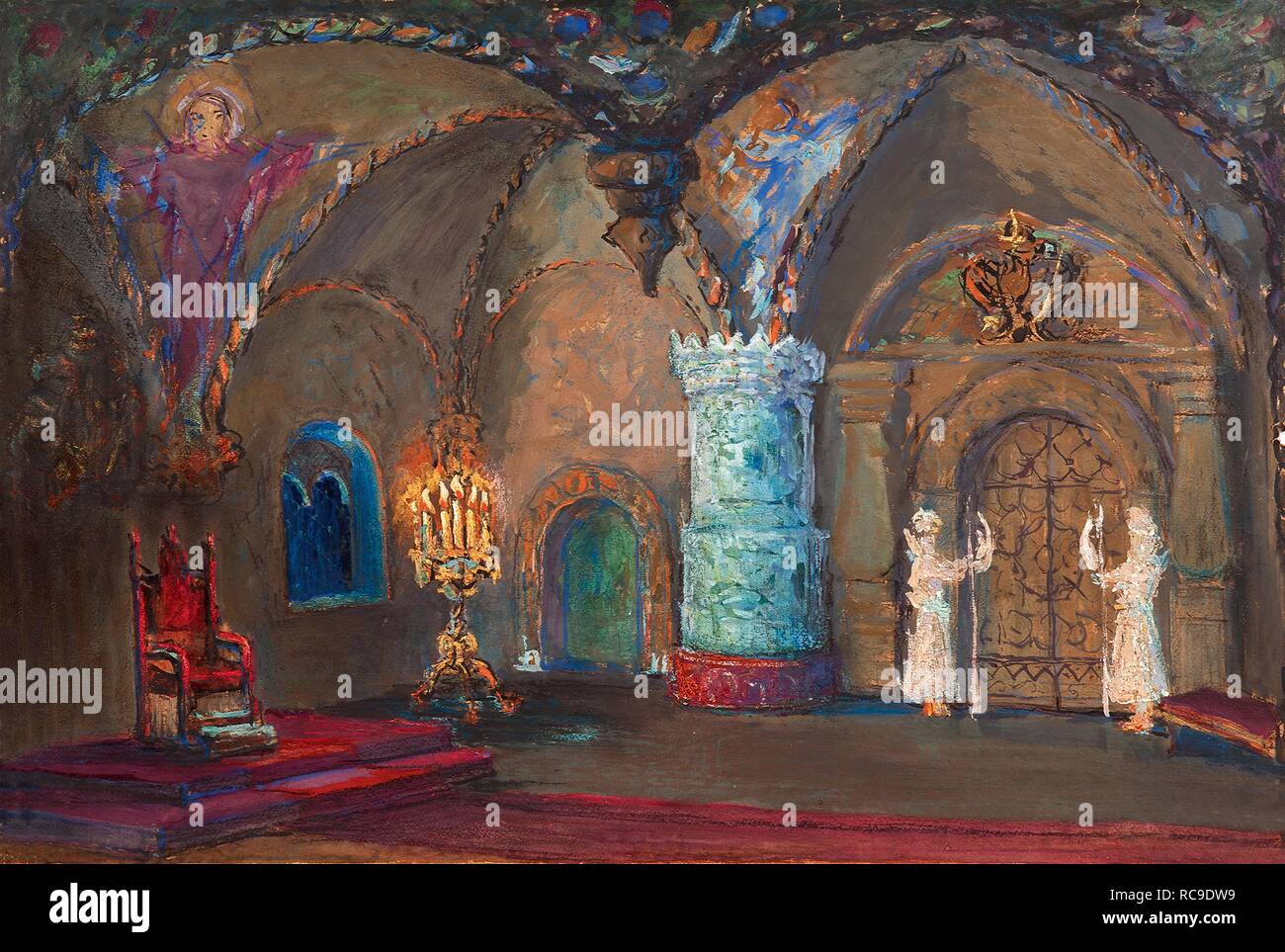 Stage design for the opera The Tsar's bride by N. Rimsky-Korsakov. Museum: PRIVATE COLLECTION. Author: Bomshtein, Alexander. Stock Photo