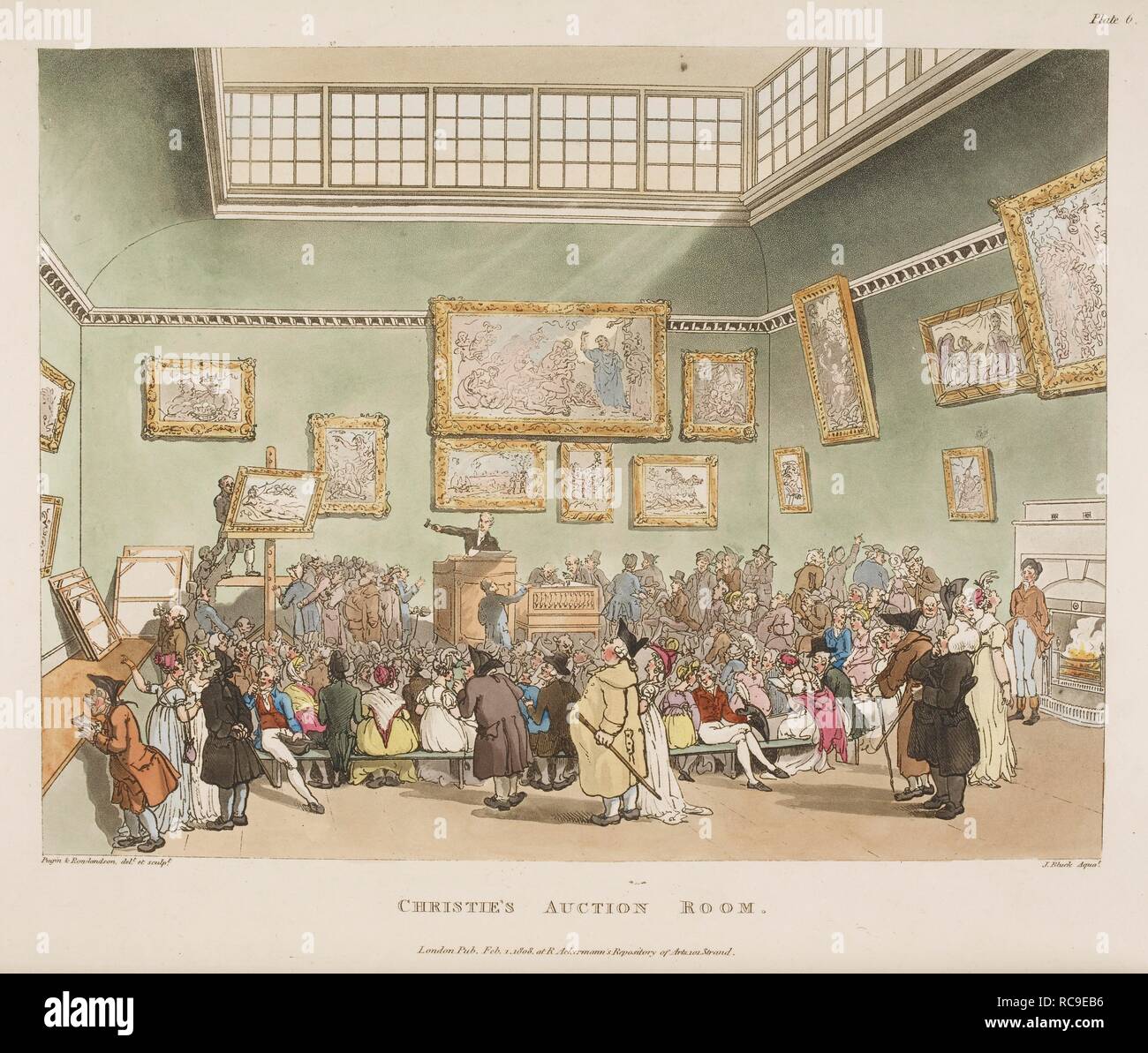 Christie's Auction Room. The Microcosm of London. R. Ackermann: London, 1808 - 1811. Source: 190.e.1 volume I, 6. Language: English. Stock Photo