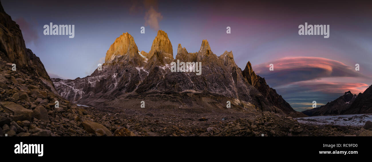 Panoramic view of the Fitz Roy, El Chaltén, south Patagonia, Argentina Stock Photo
