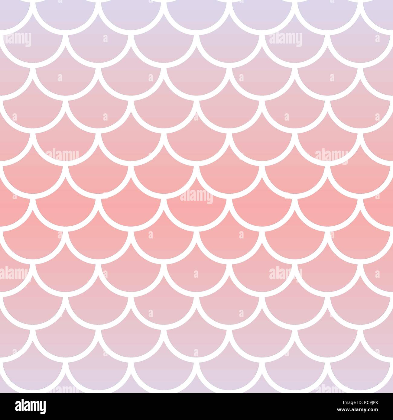 Vector fish scale repeat seamless pattern in pink and purple gradient. Mermaid style seamless background on soft pastel color palette gradient. Stock Vector