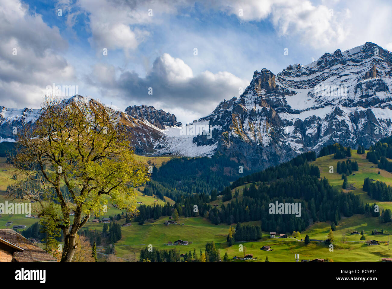 Landscape of mountains in Alps area of Switzerland, Europe Stock Photo