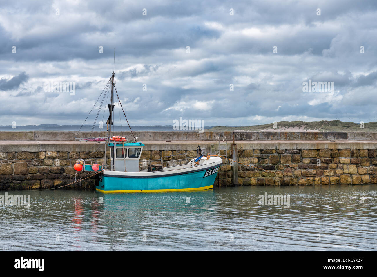 The village of Beadnell can be found on the Northumberland coast some two miles south east of Seahouses. Stock Photo