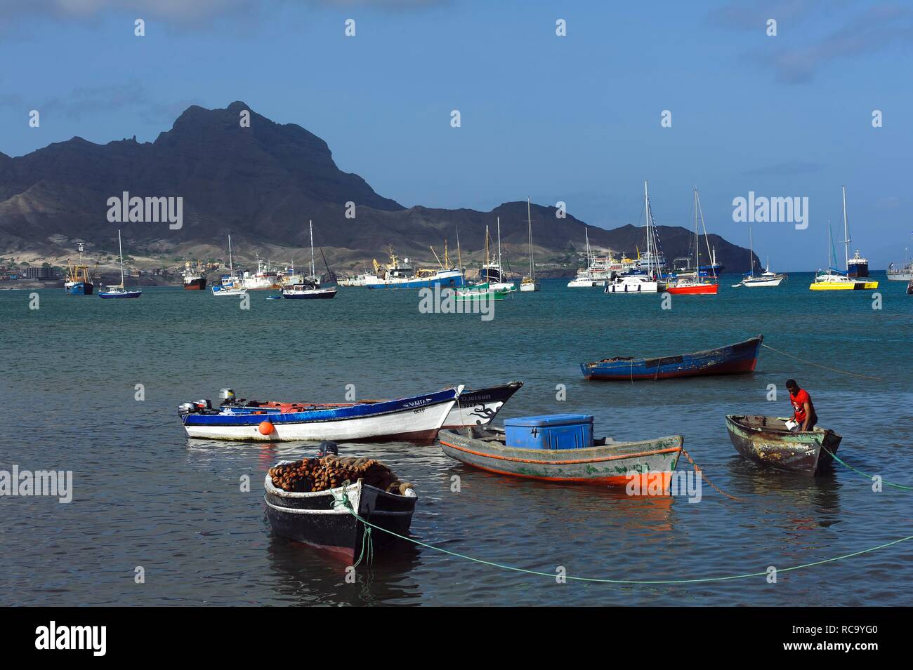 Harbour bay of Mindelo, Sao Vicente, Cape Verde, Africa Stock Photo Alamy