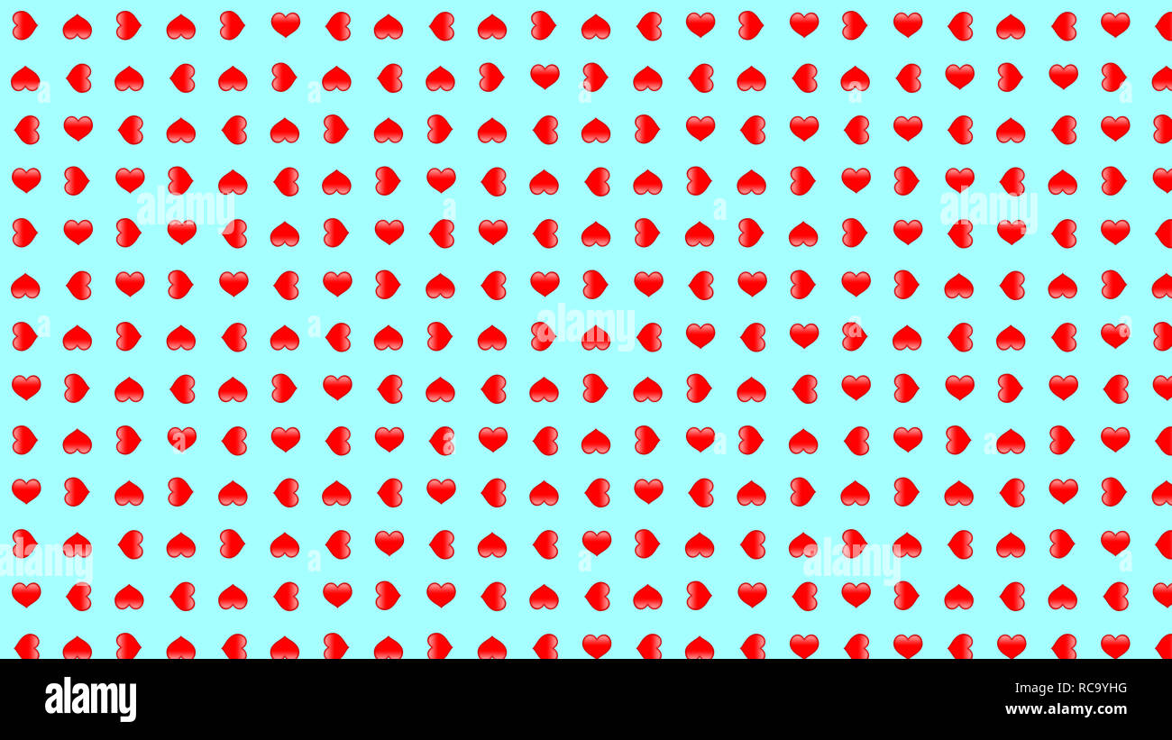 Simple 3d small hearts on light blue background, large size texture Stock Photo