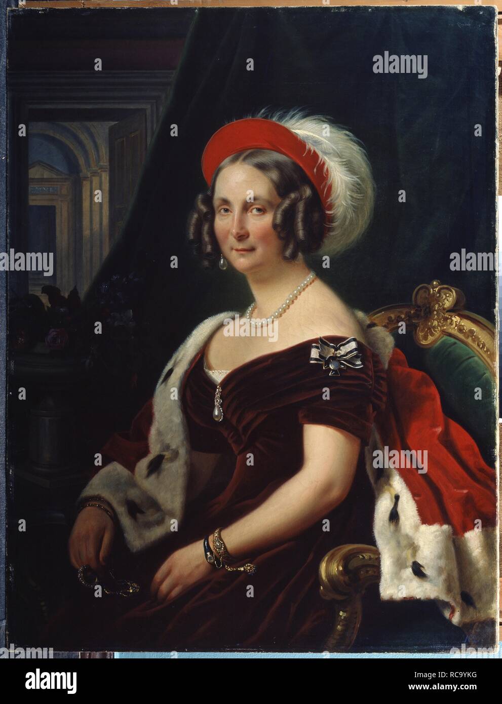 Portrait of Queen Frederica of Hanover (1778-1841). Museum: State Open-air Museum Palace Gatchina, St. Petersburg. Author: Krüger, Franz. Stock Photo