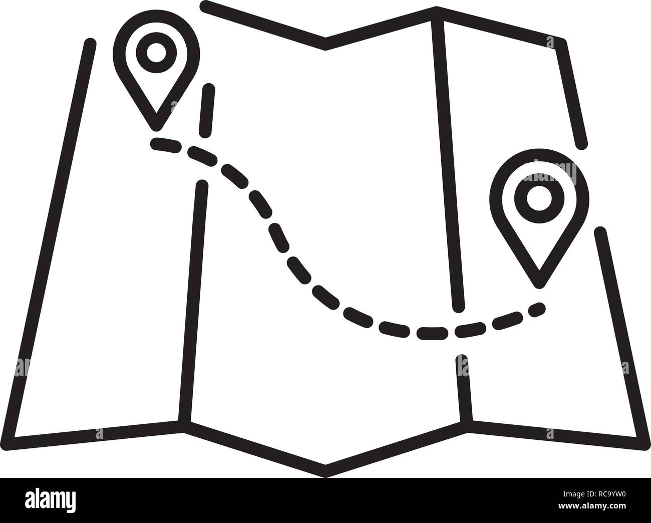 Rafting map route icon, outline style Stock Vector