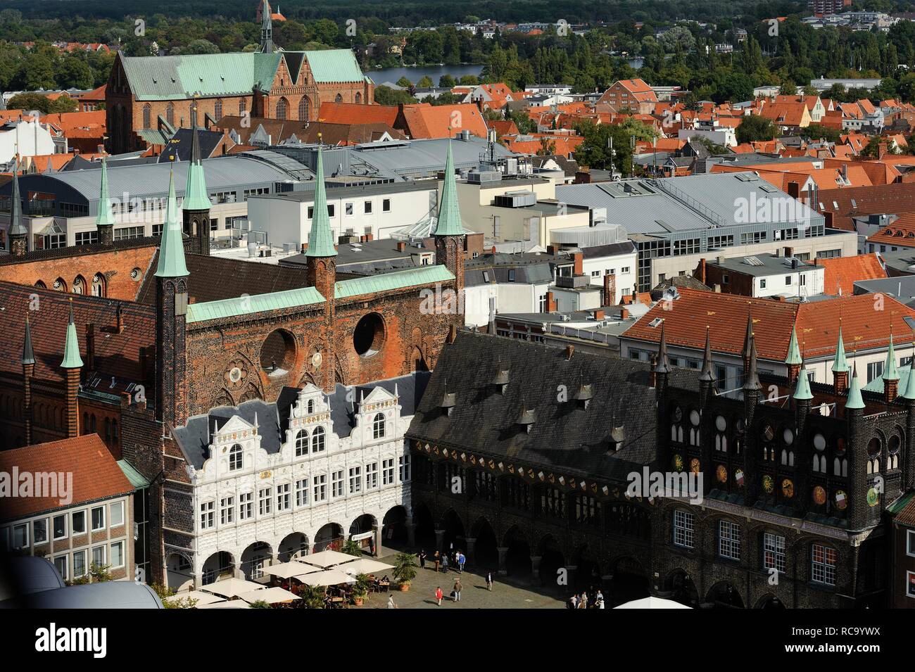 City hall, 13. - 16. century, historic city of Luebeck, UNESCO World Heritage Site, Schleswig-Holstein Stock Photo