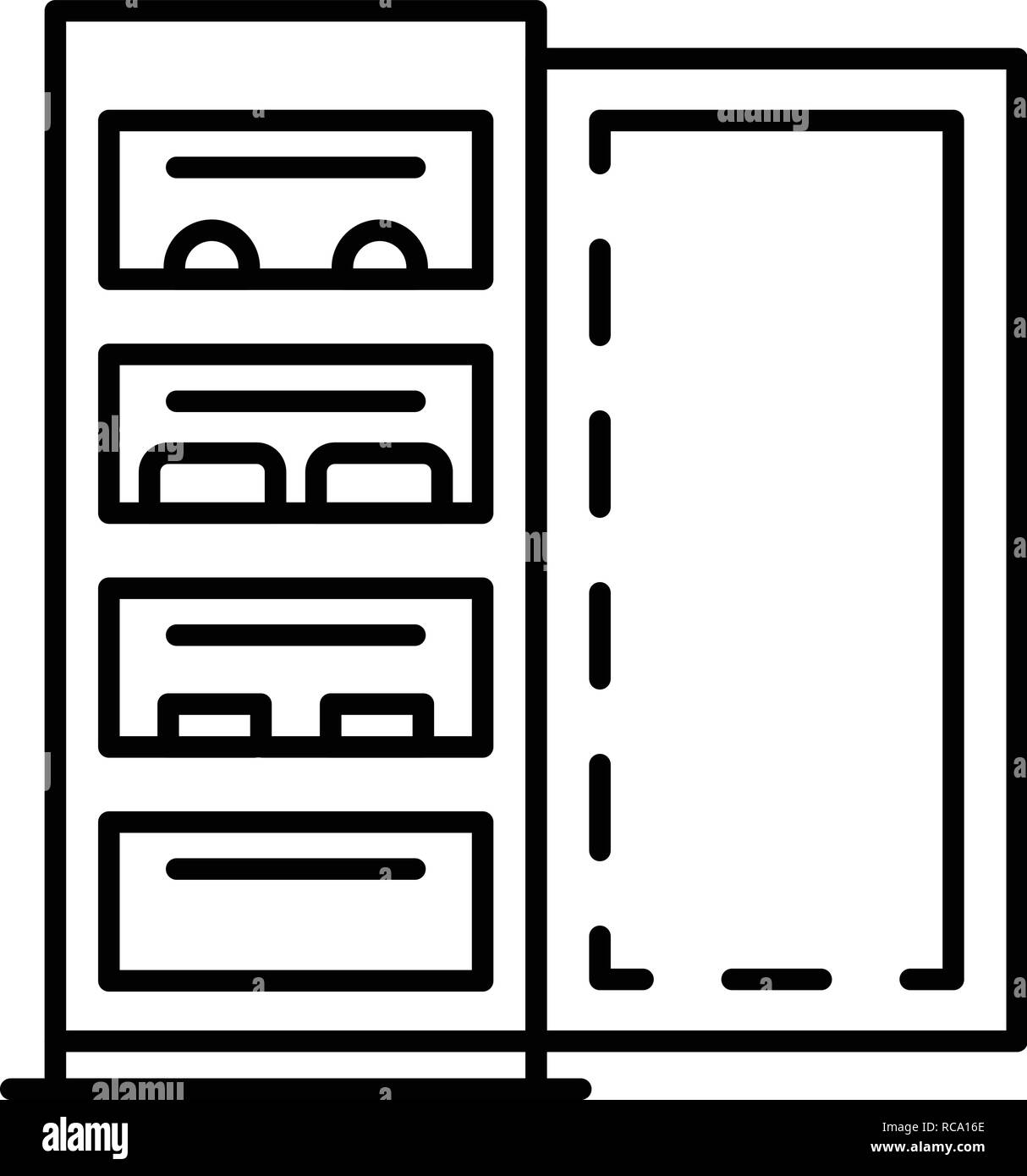 Open fridge icon, outline style Stock Vector