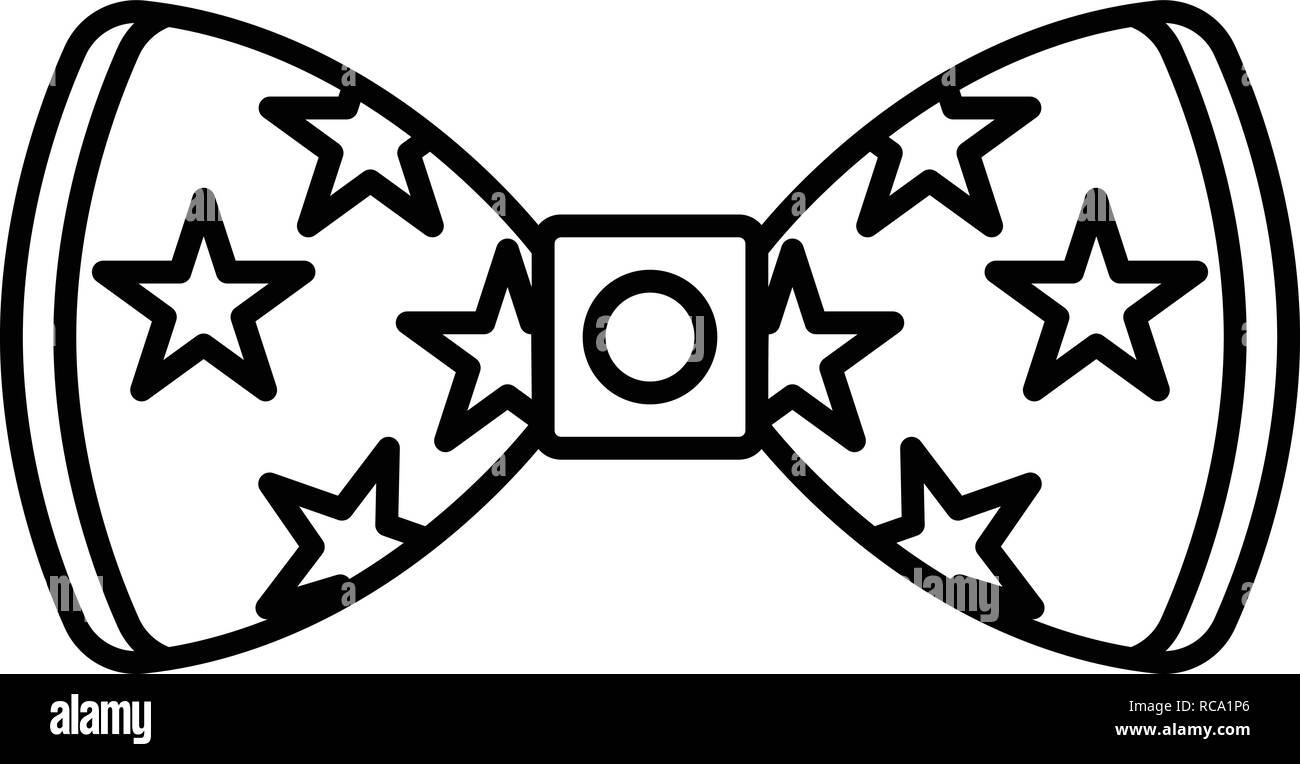 Star bow tie icon, outline style Stock Vector