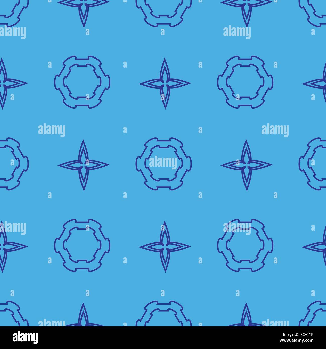 Abstract seamless vector pattern on the blue background Stock Vector