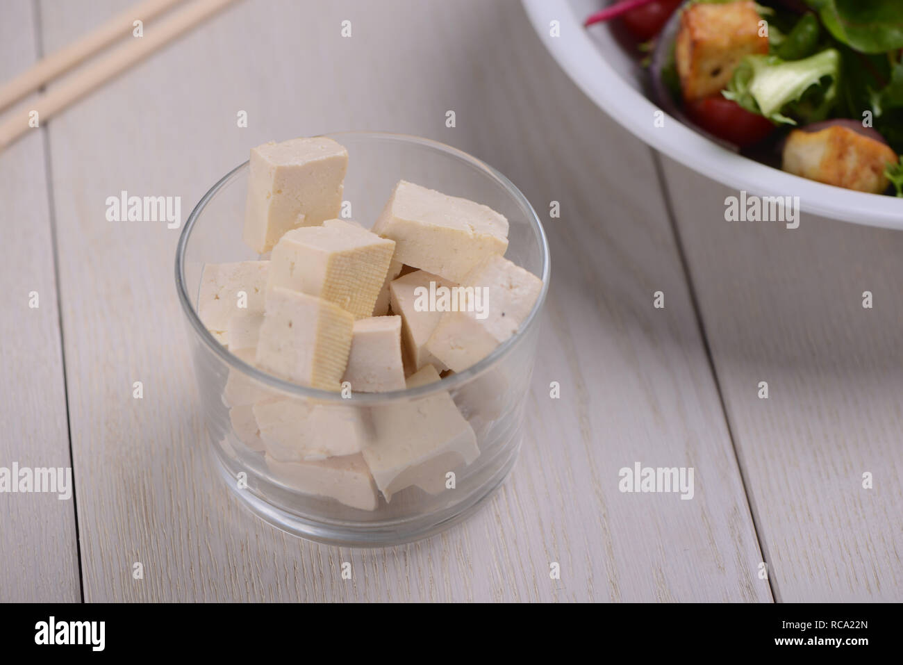 Portion of firm Tofu cubes Stock Photo Alamy