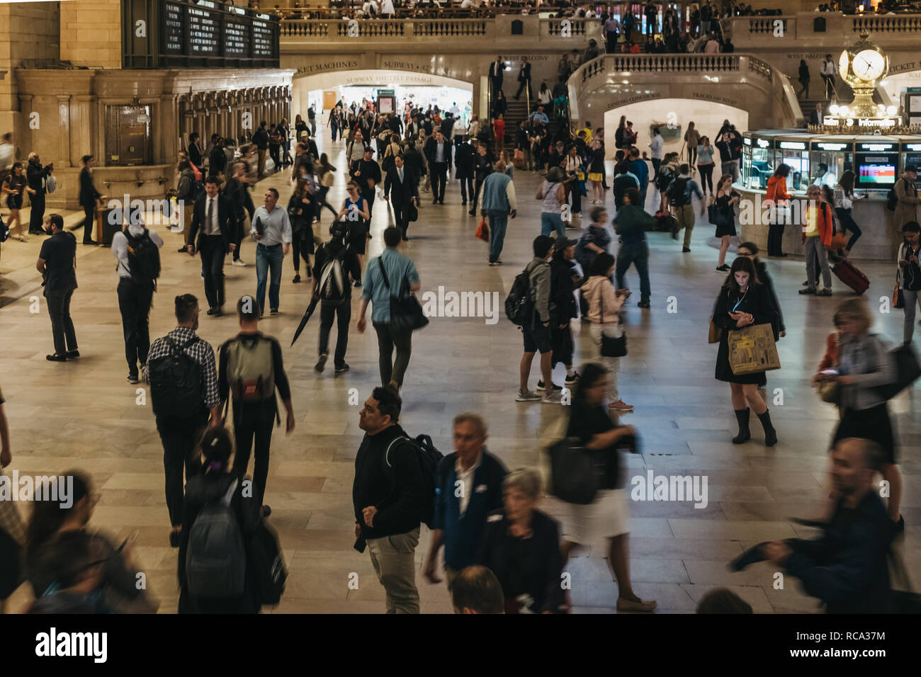 New York, USA - June 1, 2018: People walking inside Grand Central Terminal, a world-famous landmark and transportation hub in Midtown Manhattan, New Y Stock Photo