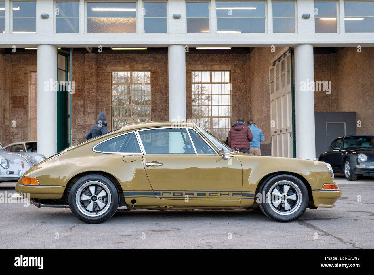 Vintage 1972 Porsche 911 at Bicester heritage centre. Bicester, Oxfordshire, England Stock Photo