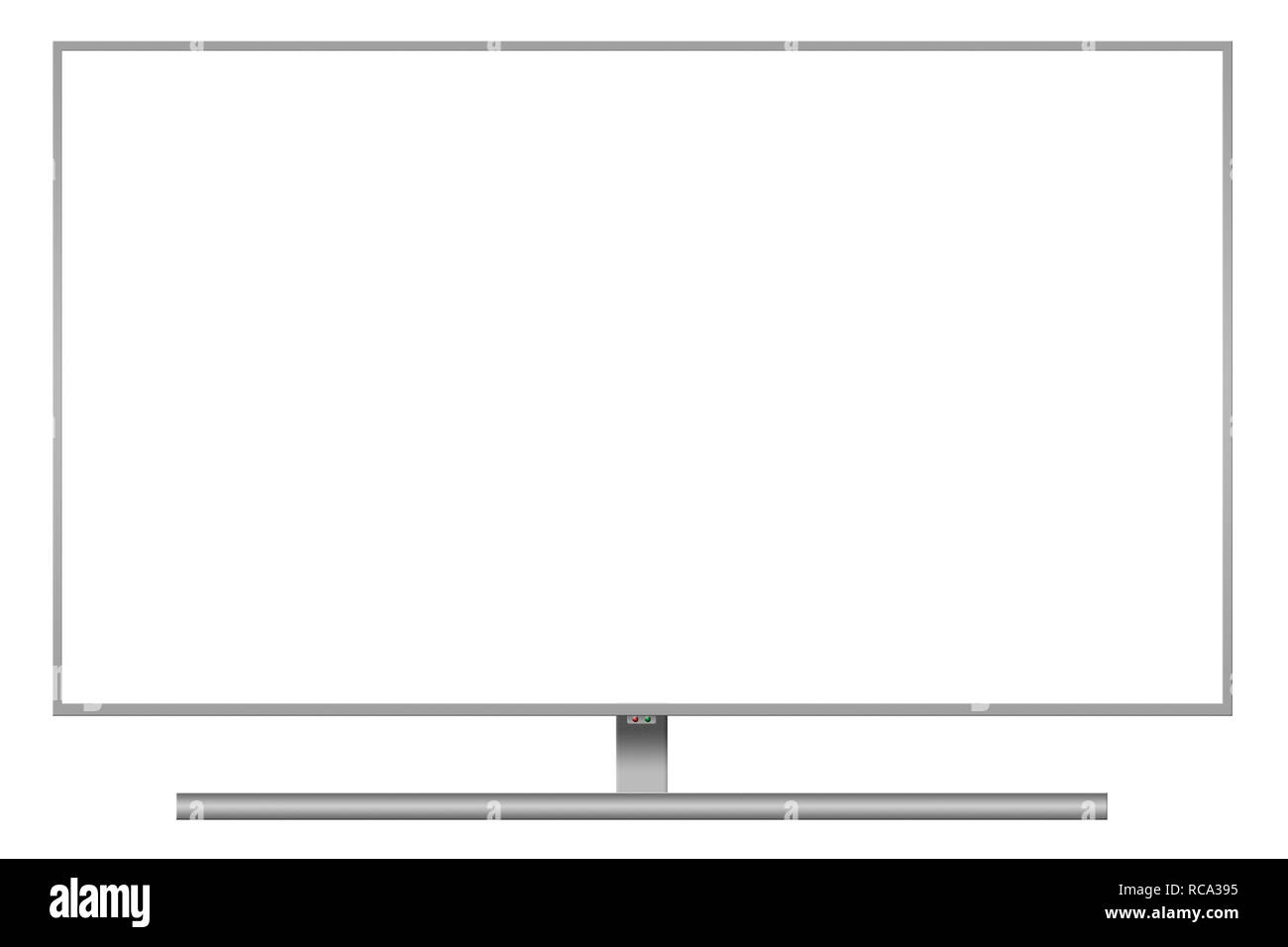 Modern television in silvery color with blank screen template isolated on white. Stock Photo