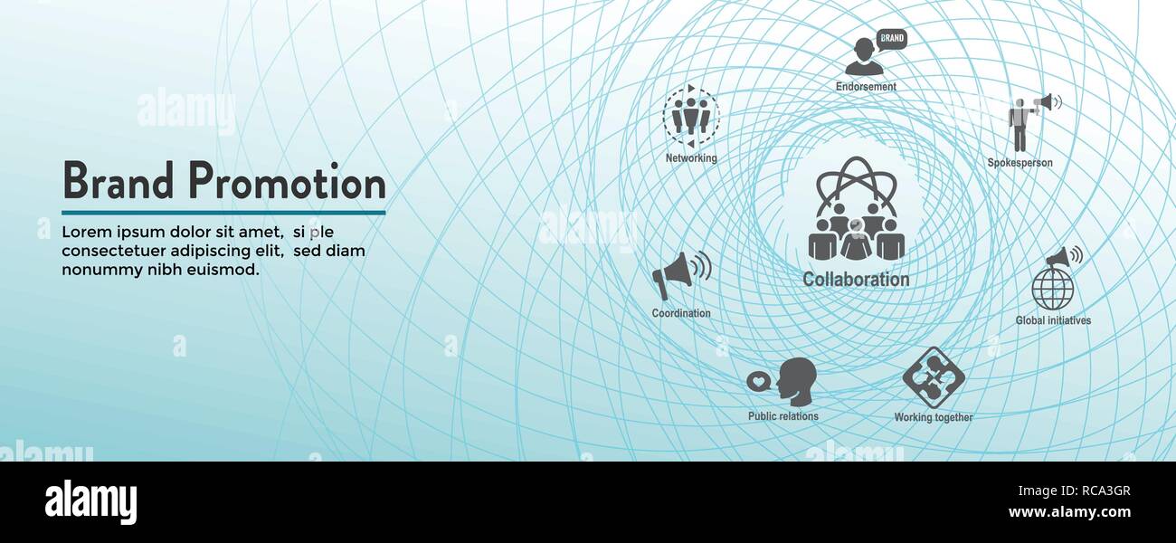Public Relations Web Header Banner & Icon Set with brand awareness ...