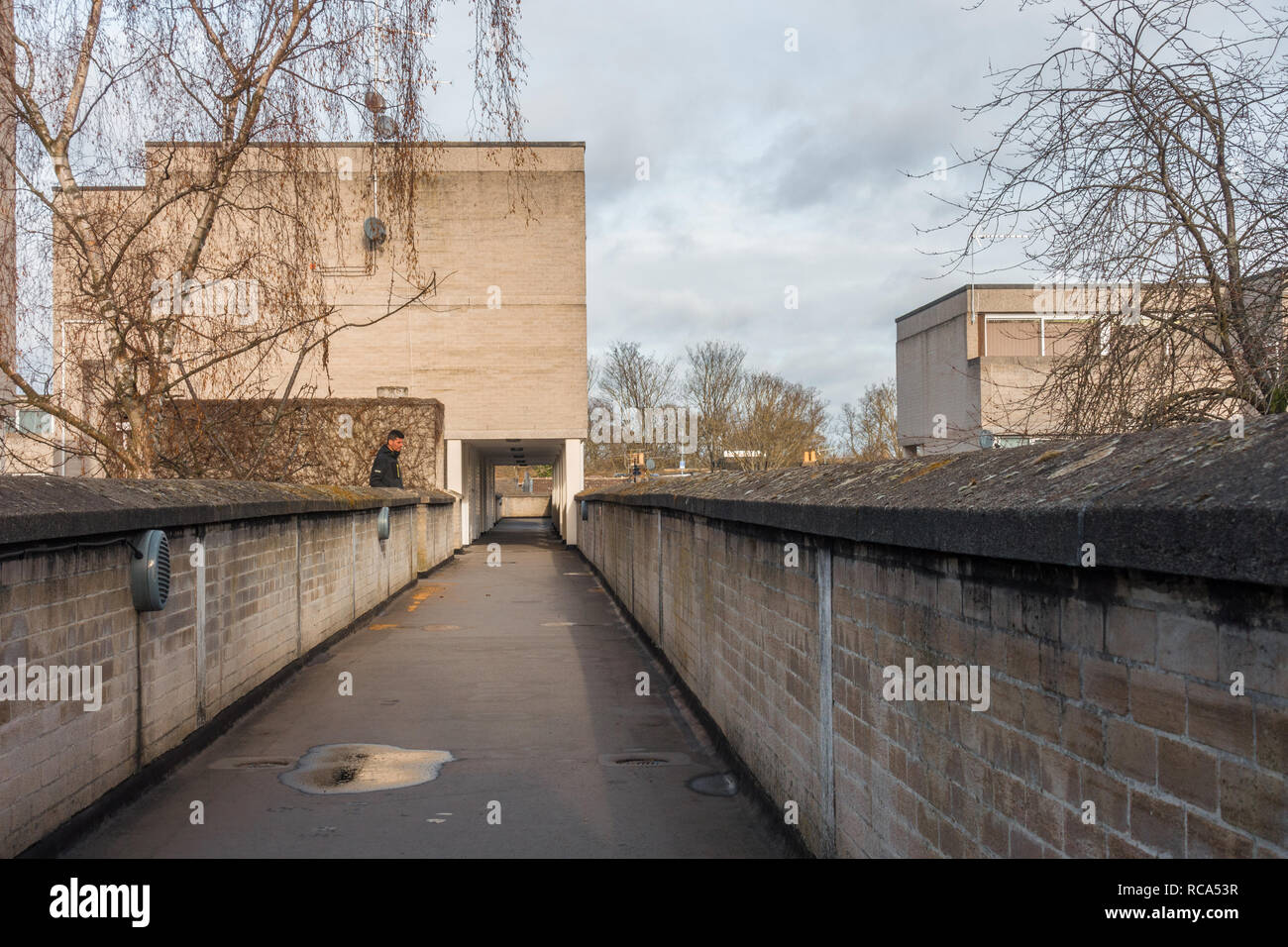 A walkway around the Ward Royal housing development, a concrete jungle in Windsor, Berkshire, UK