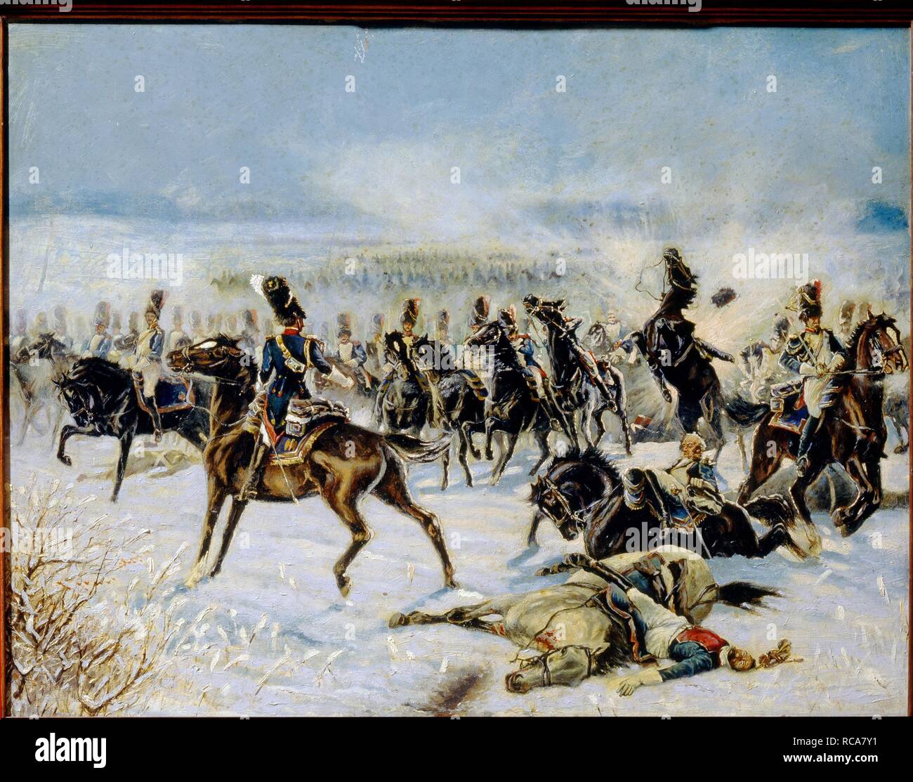 The Battle of Preussisch-Eylau on February 8, 1807. Museum: State Borodino War and History Museum, Moscow. Author: Malespina, Louis Ferdinand. Stock Photo