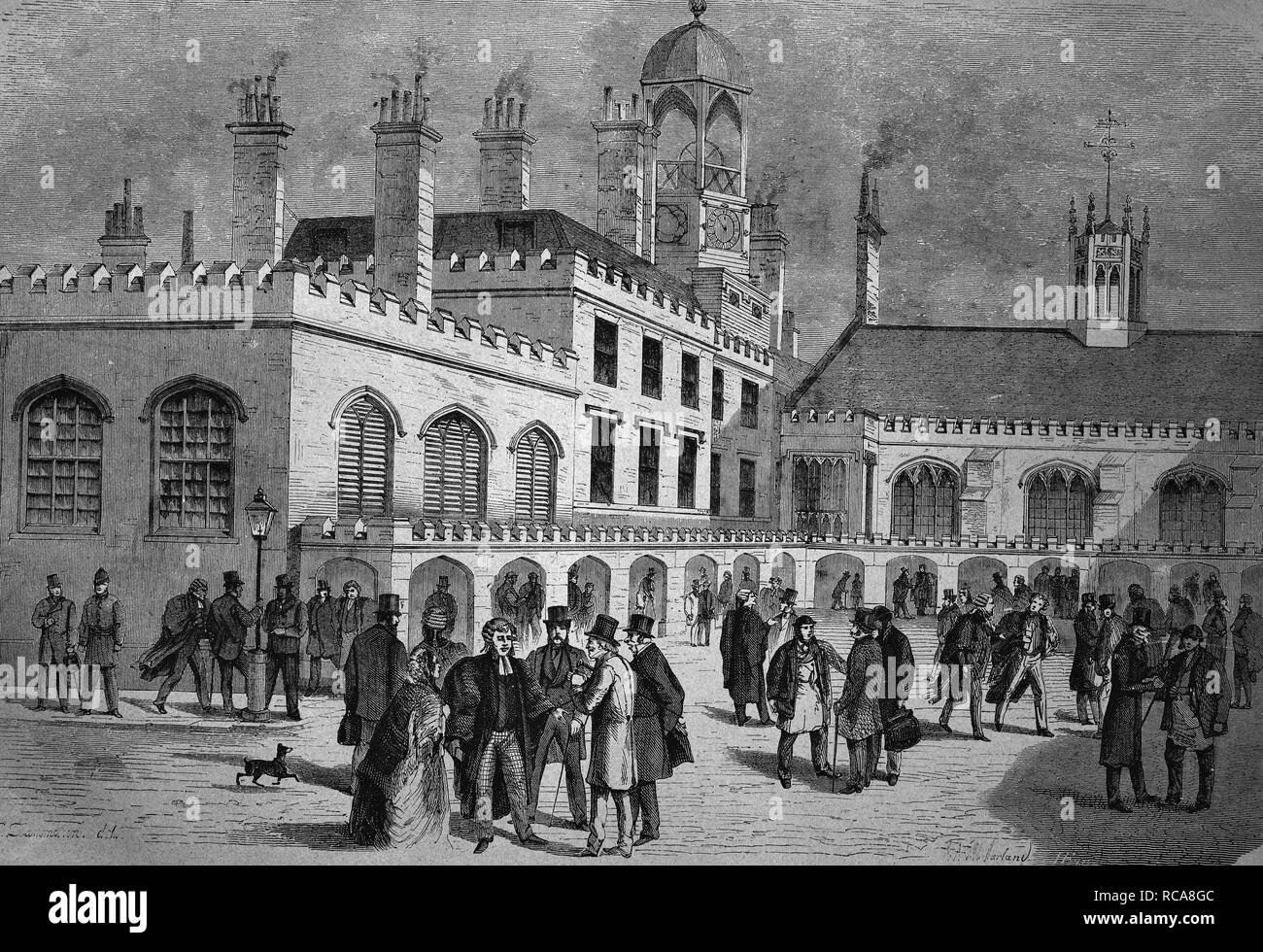 Royal Courts of Justice, London, England, United Kingdom, historical woodcut, circa 1870 Stock Photo