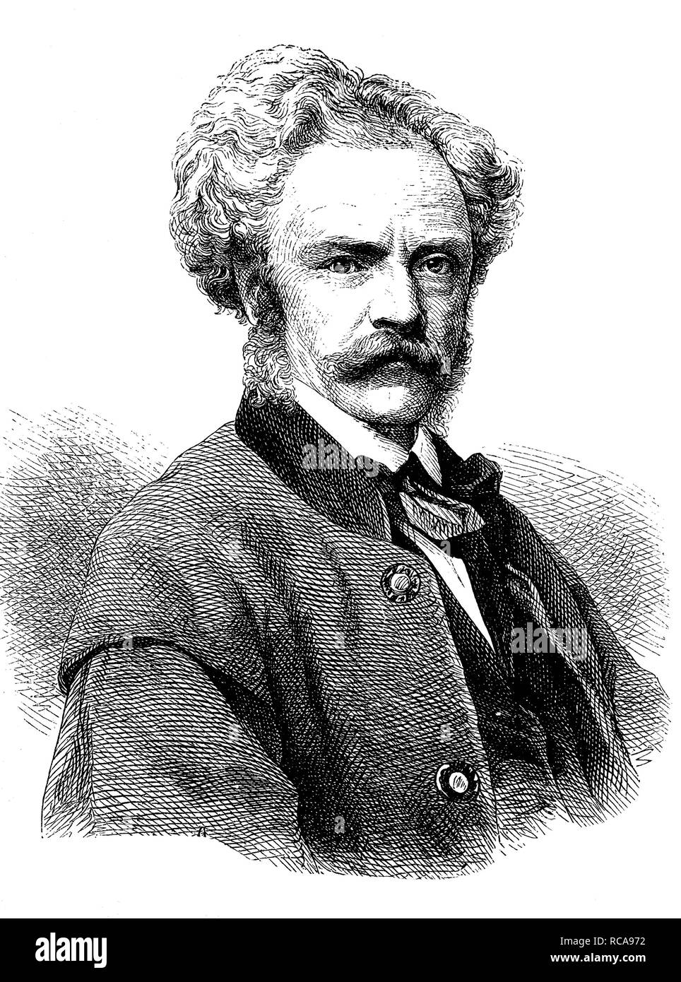 Franz Ritter von Kobell, 1803-1882, a German mineralogist and writer, historical engraving, circa 1869 Stock Photo