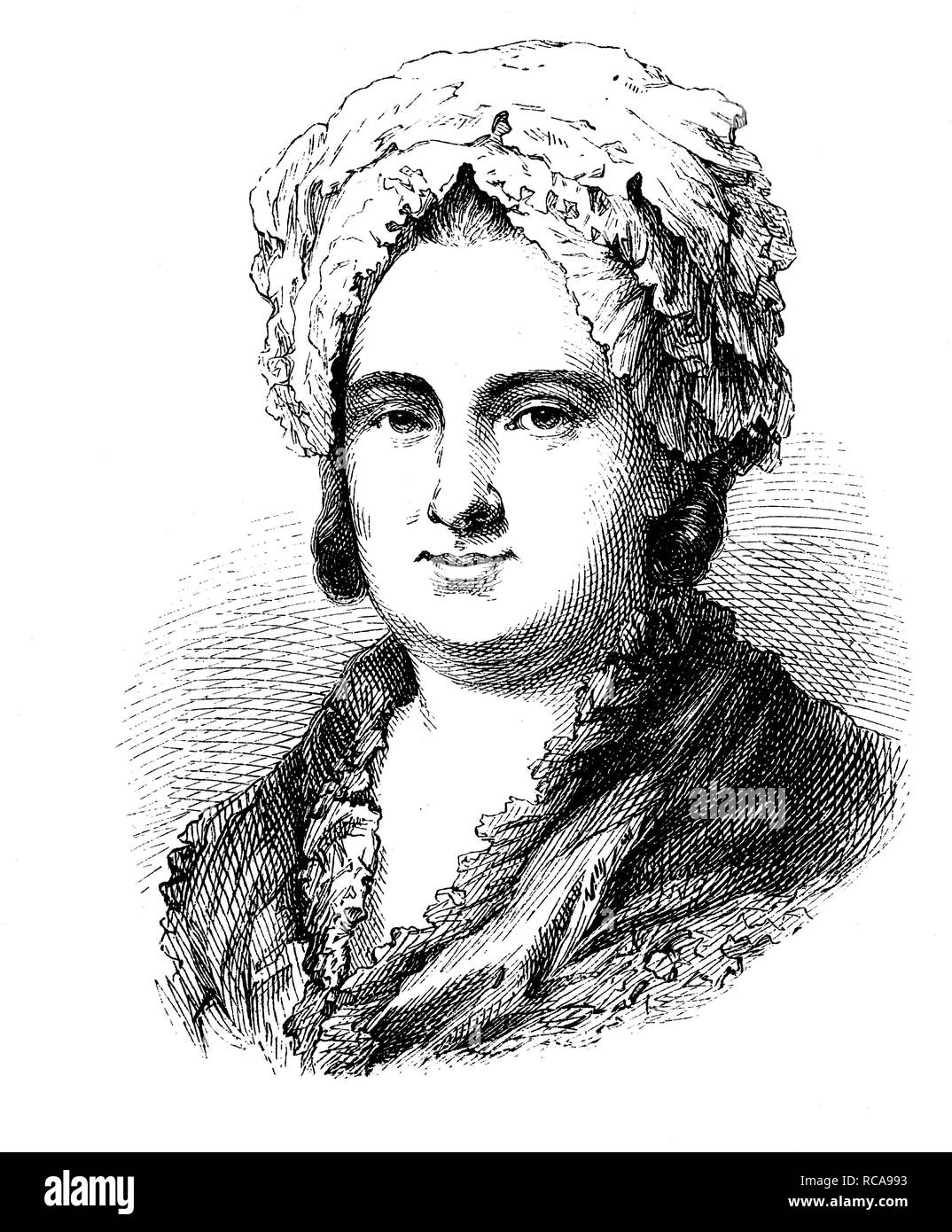 Catharina Elisabeth Goethe, 1731 - 1808, born Textor, mother of Johann Wolfgang Goethe, historical engraving, circa 1869 Stock Photo
