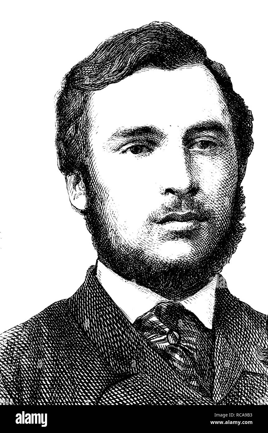 Ricciotti Garibaldi, 1847-1924, Italian freedom fighter, son of Giuseppe Garibaldi and Anita Garibaldi, historical engraving Stock Photo
