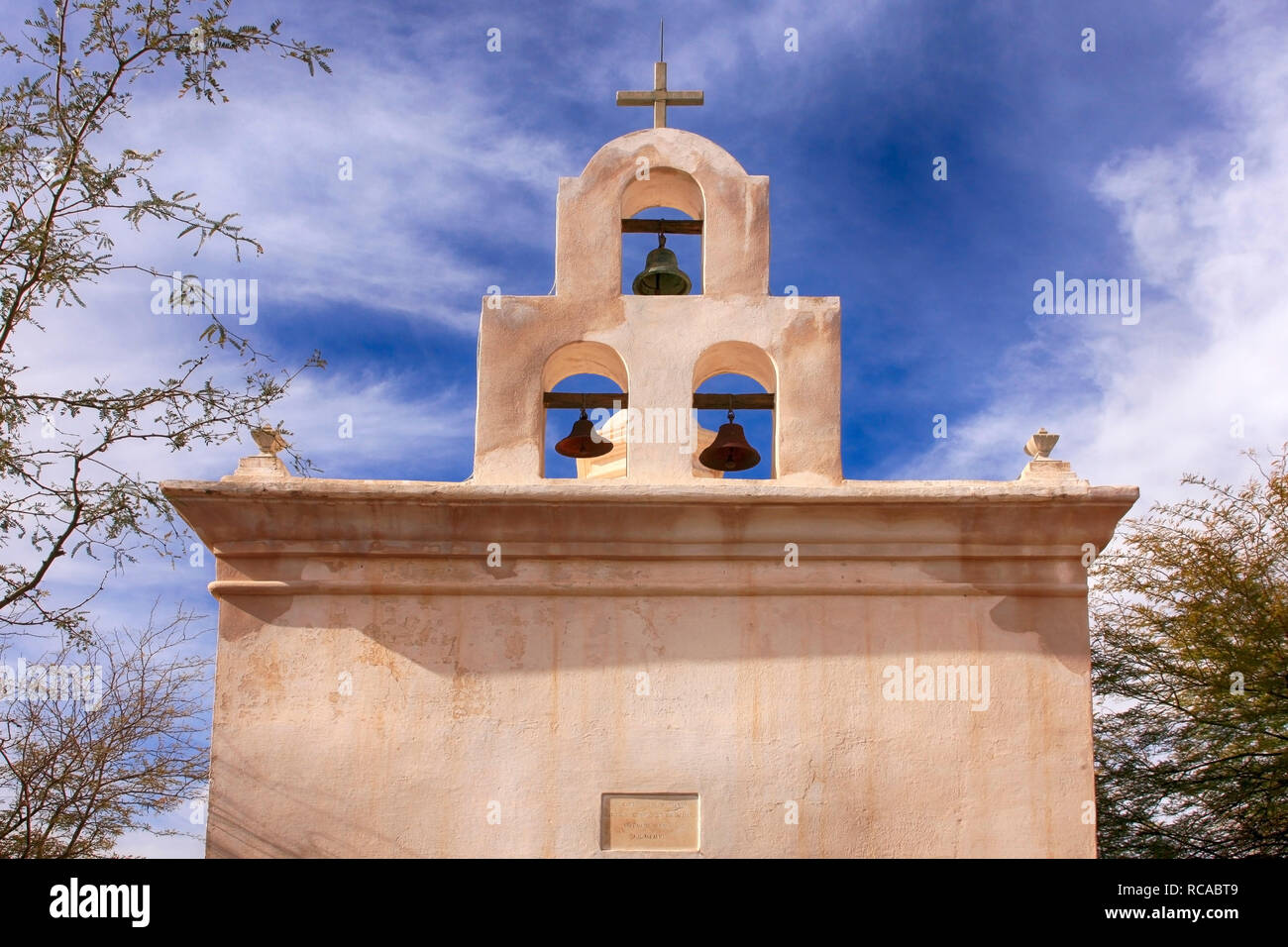 Mortuary Chapel bell tower in the grounds of the Mission San Xavier del Bac in Tucson, AZ Stock Photo