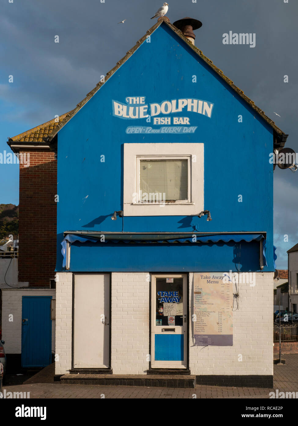 The Blue Dolphon Fish Bar Hastings East Sussex UK Stock Photo