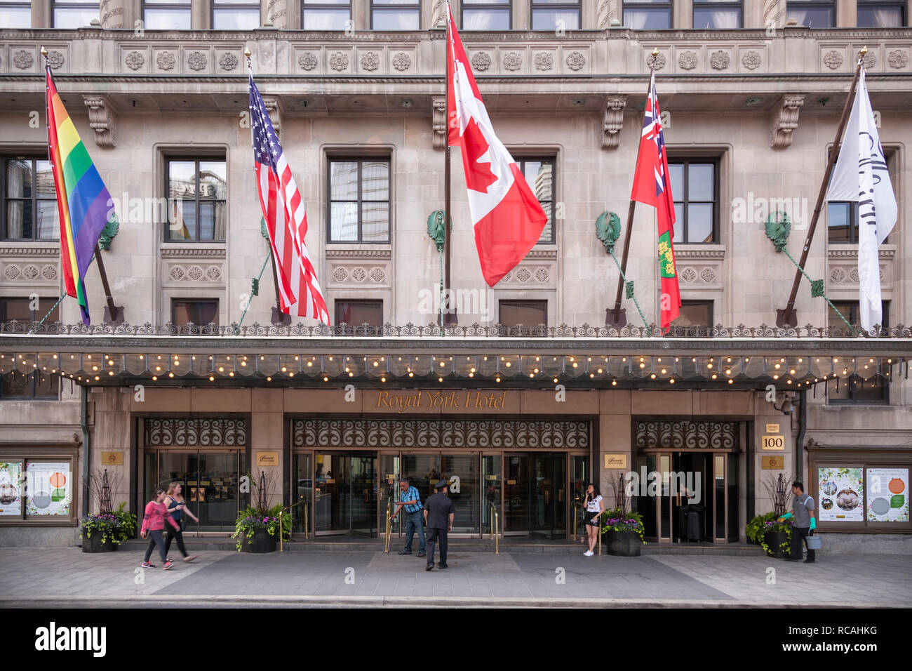 The Main entrance along Front Street for the Fairmont Royal York. City of Toronto, Ontario, Canada. Stock Photo