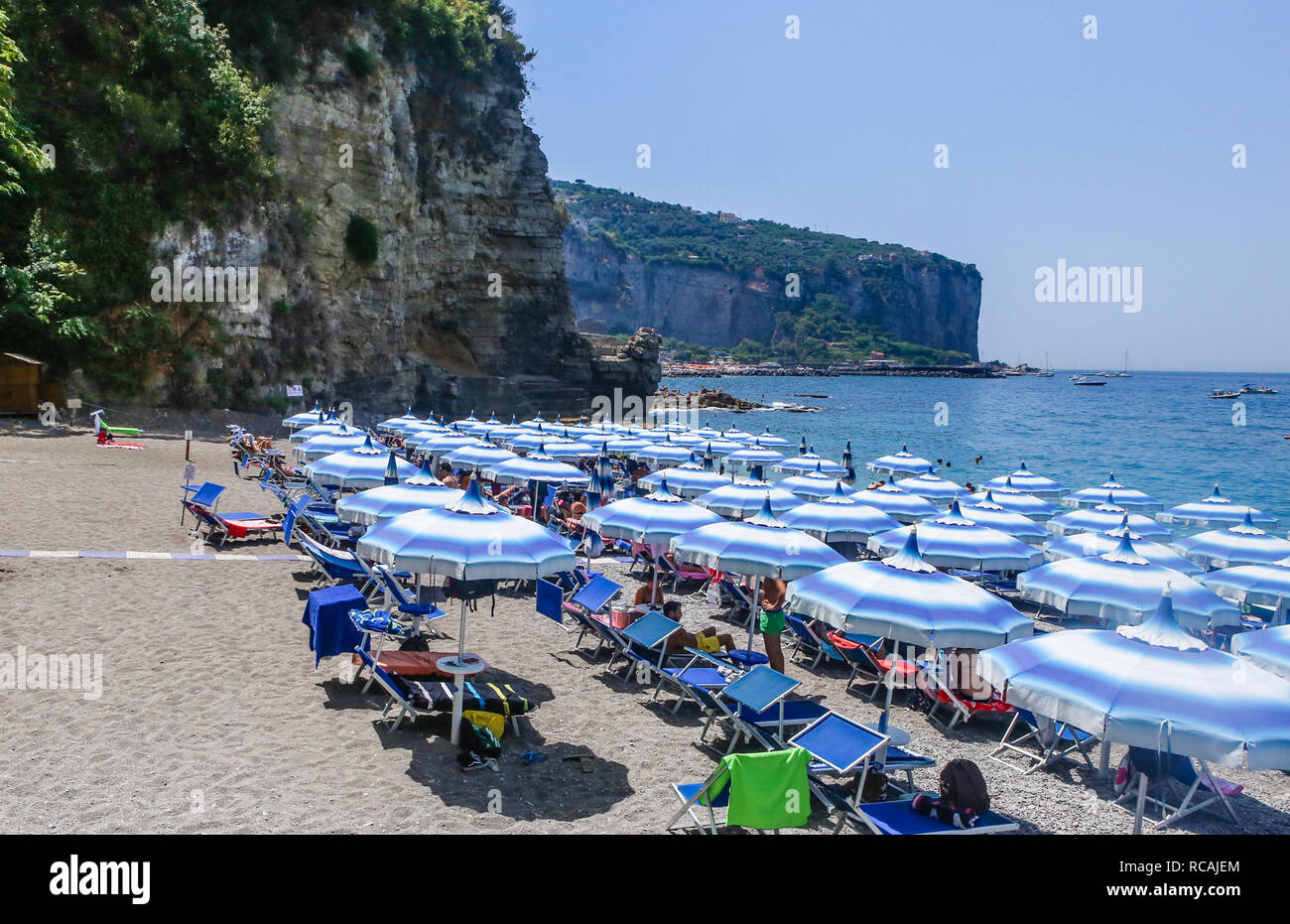The beach on Amalfi Coast, Vico Equense. Italy Stock Photo Alamy
