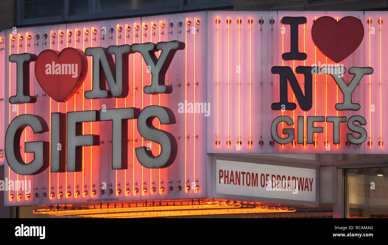 I love New York neon sign - NEW YORK / USA - DECEMBER 4, 2018 Stock Photo