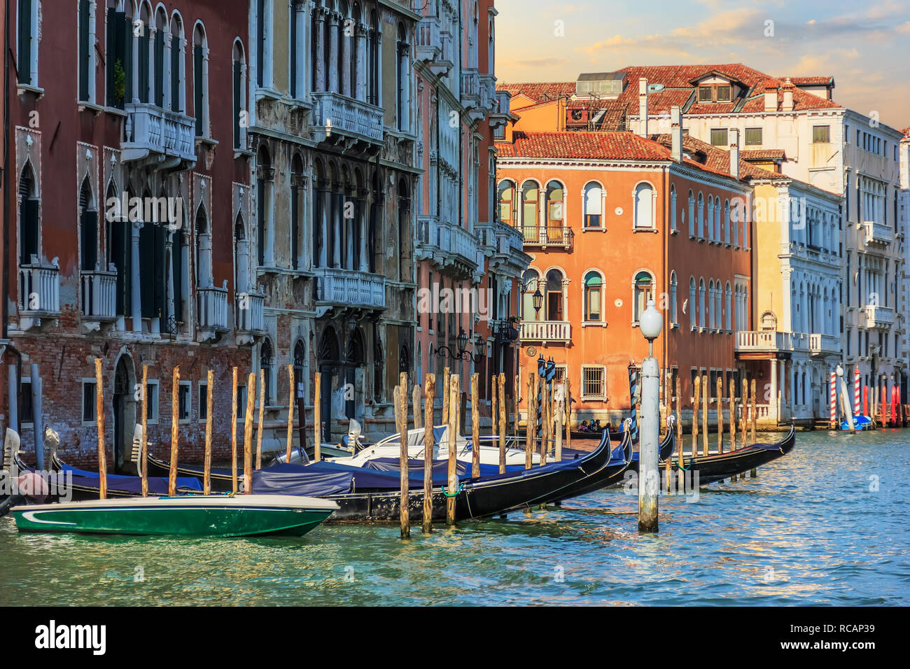 Venice view, gondolas in the Grand Canal at sunrise Stock Photo - Alamy
