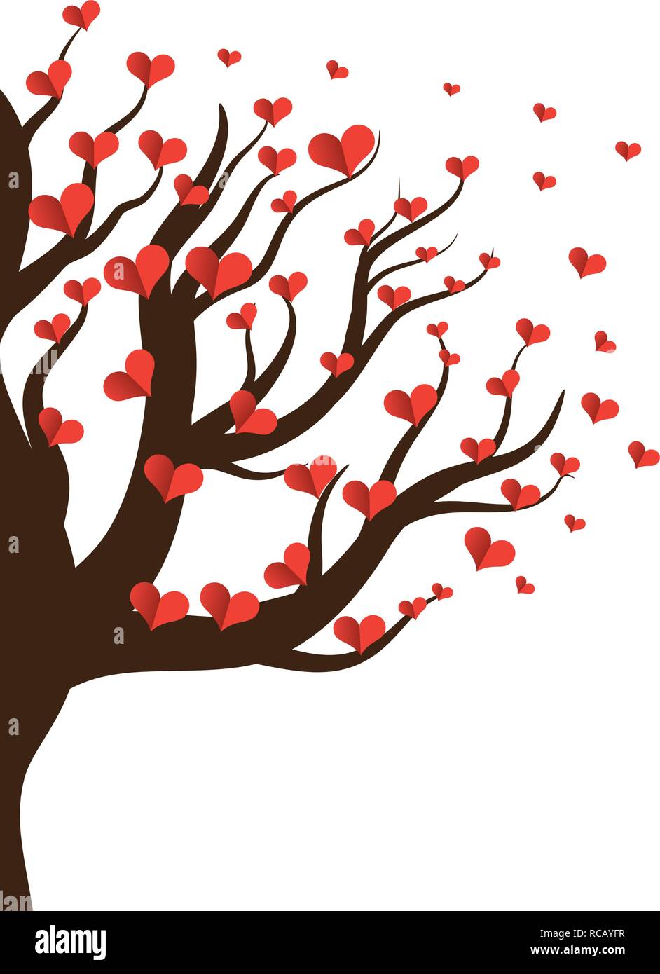 tree hearts leaves happy valentines day vector illustration Stock ...