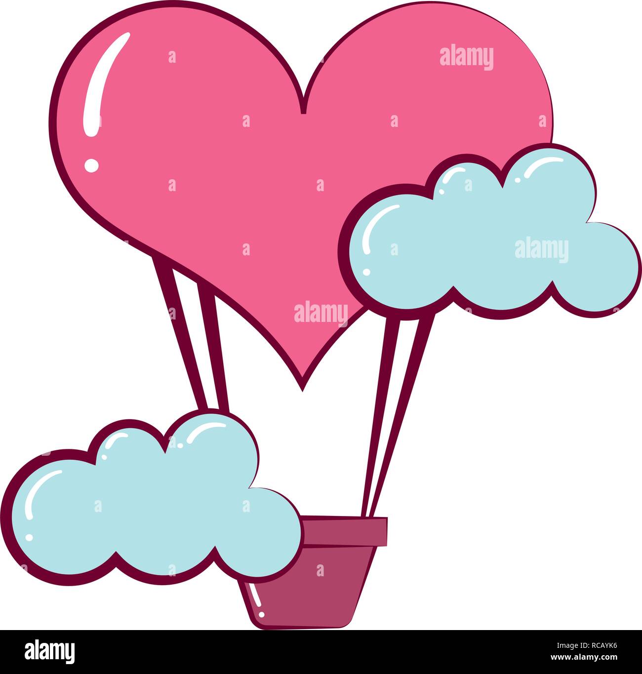 heart shaped air balloon clouds happy valentines day vector ...