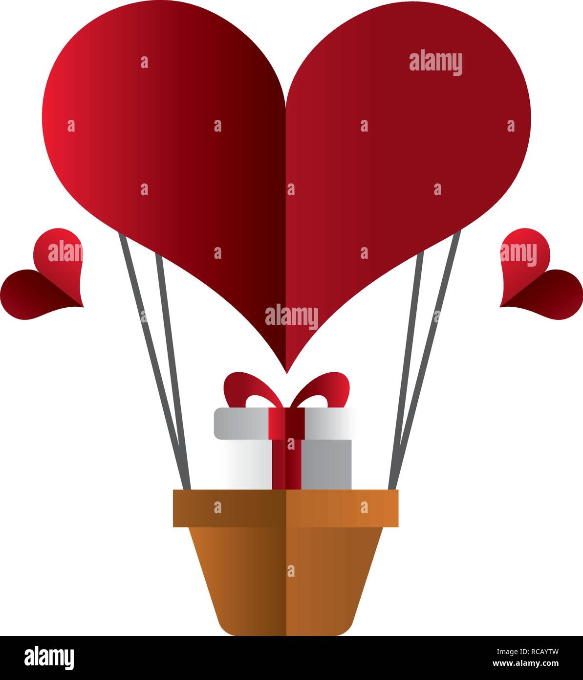 heart shaped air balloon gift happy valentines day vector illustration ...
