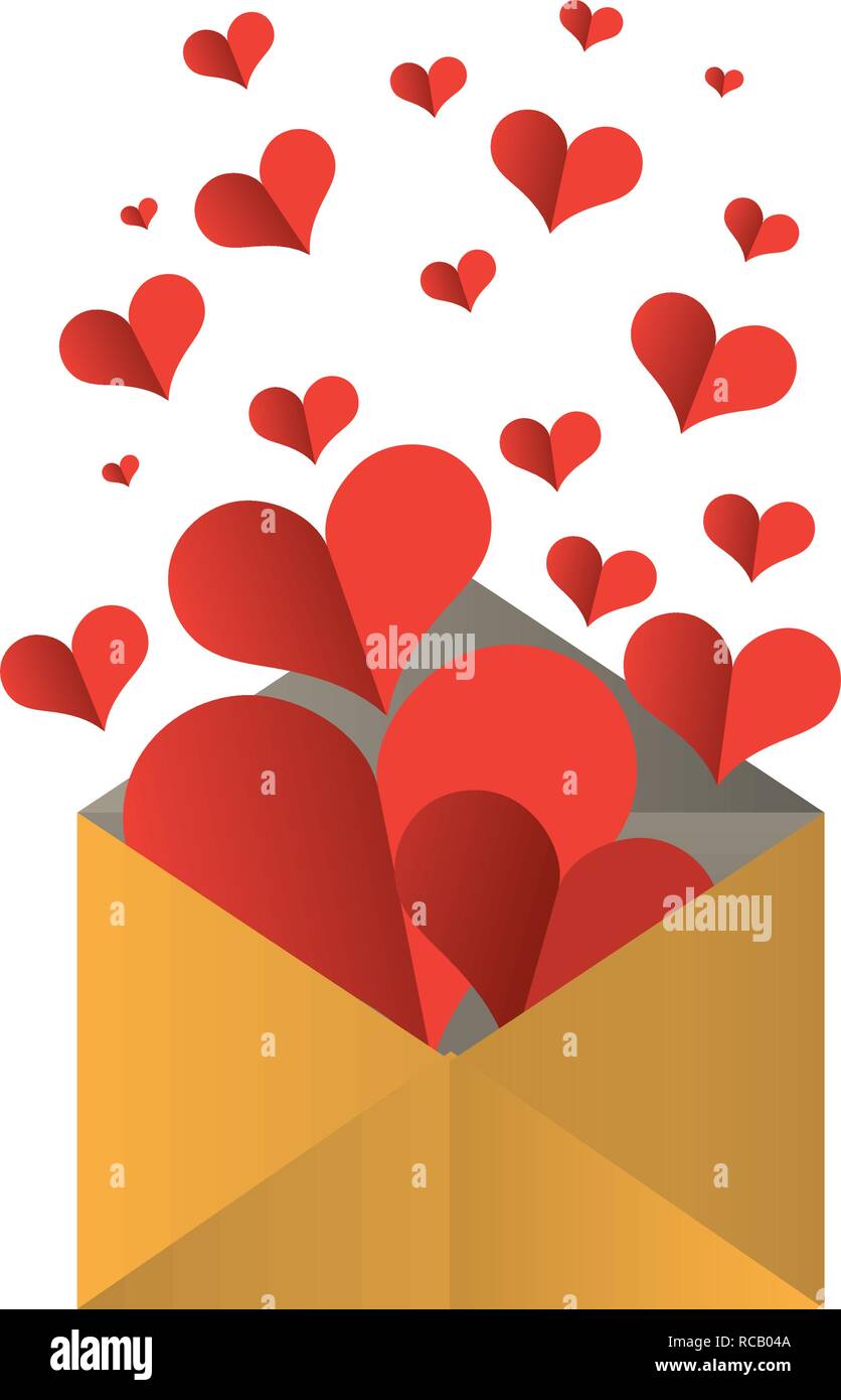 mail envelope with hearts happy valentines day vector illustration ...
