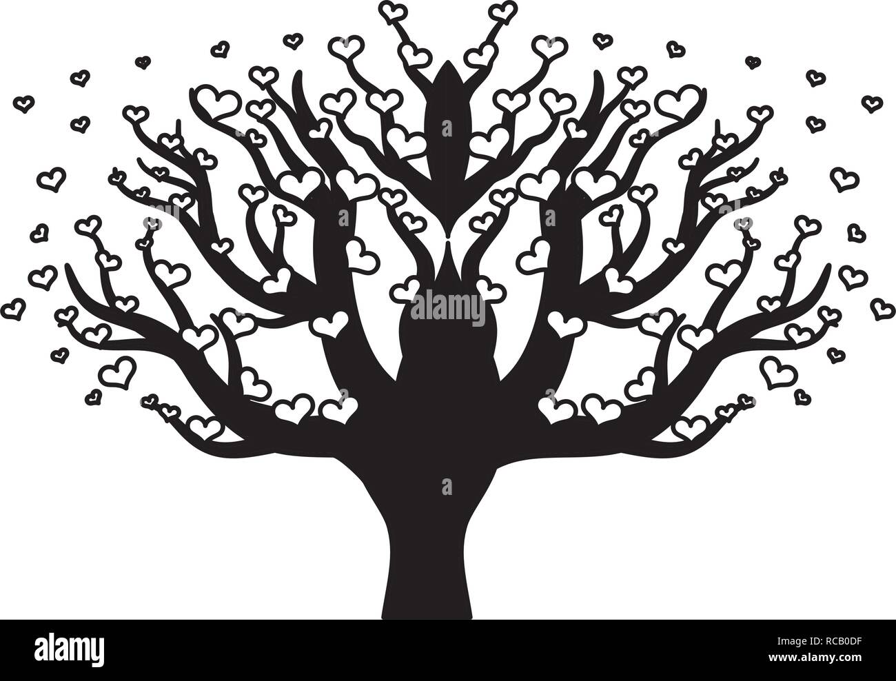 tree hearts leaves happy valentines day vector illustration Stock ...