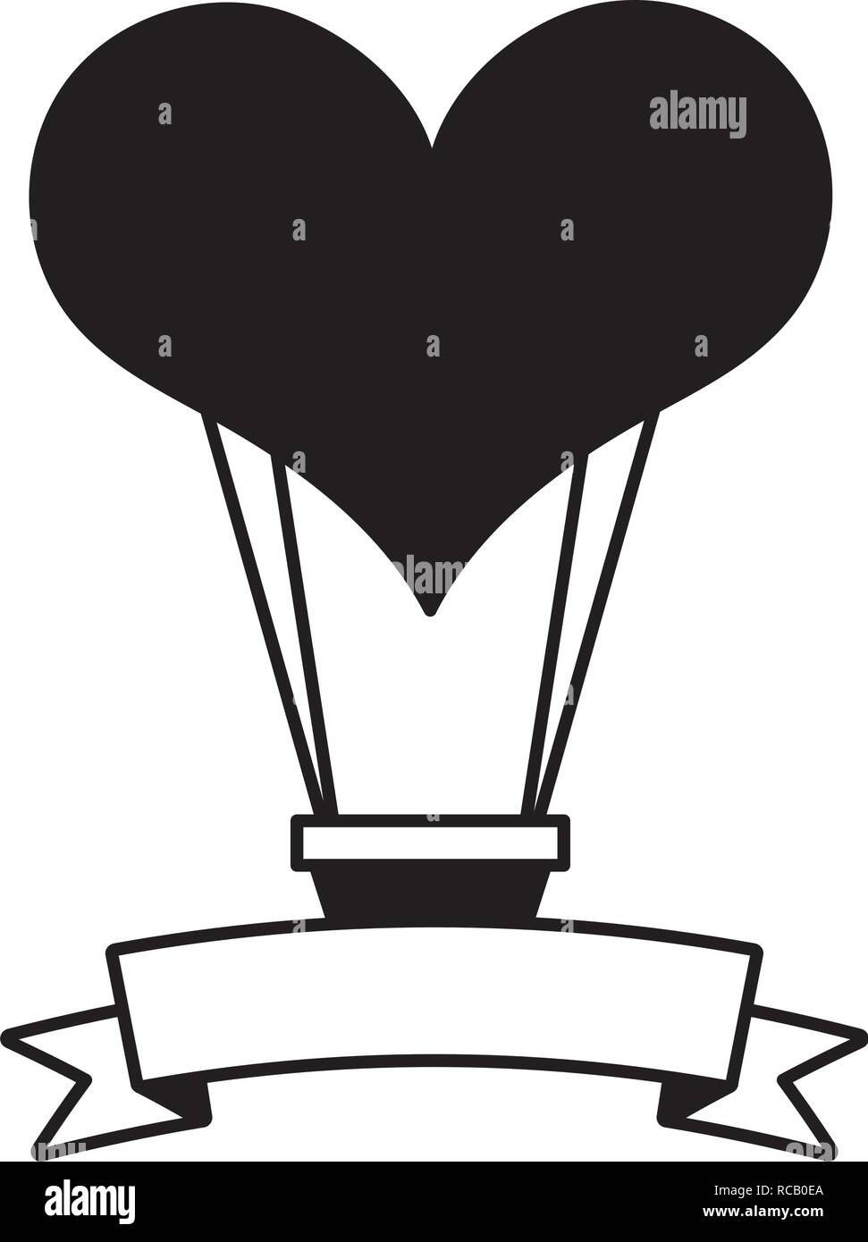 heart shaped air balloon ribbon happy valentines day vector ...
