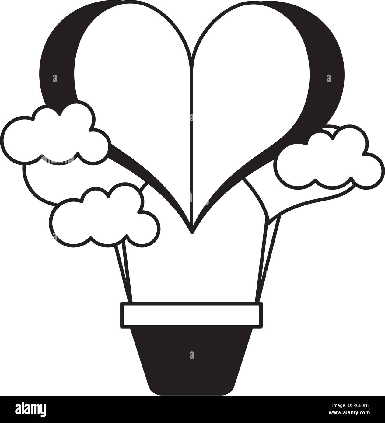 heart shaped air balloon clouds happy valentines day vector ...