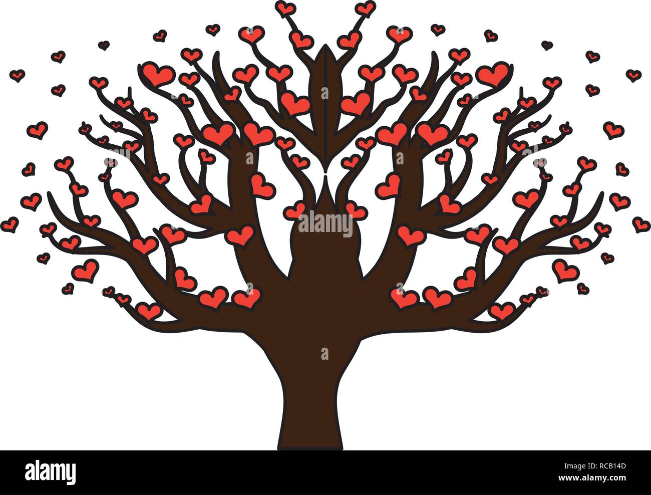 tree hearts leaves happy valentines day vector illustration Stock ...