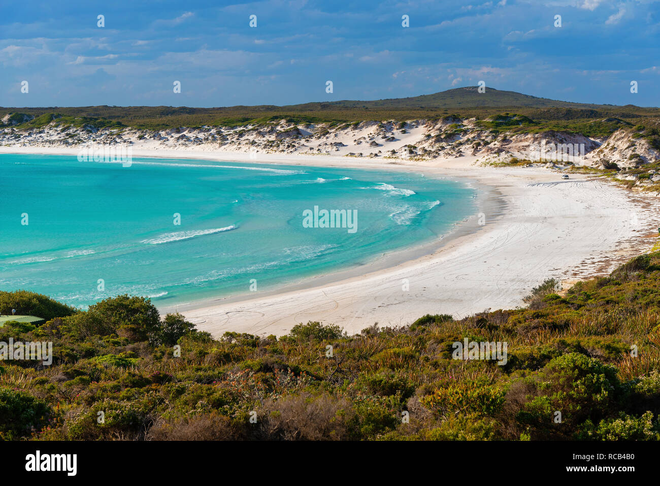 Stunning panorama of Wharton Beach, one of the most beautiful beaches in Australia, in the rural Cape Le Grand National Park, South Western Australia Stock Photo
