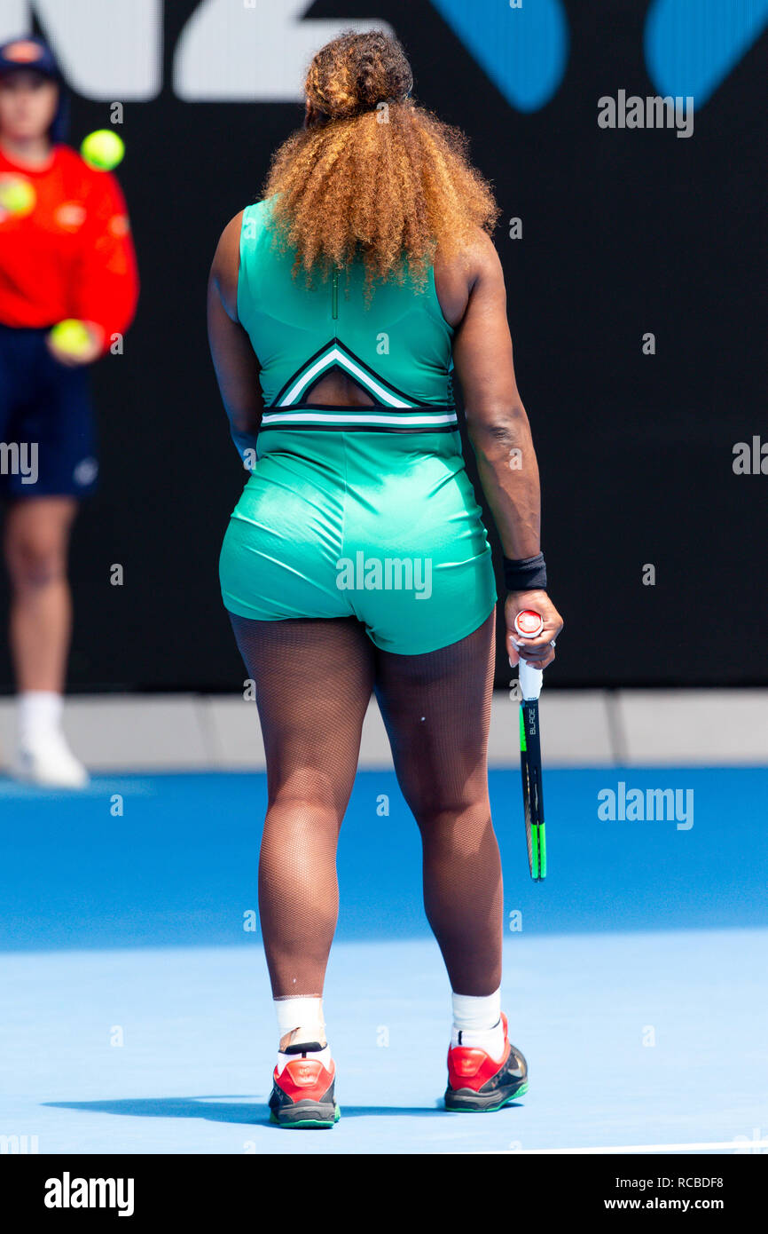 Melbourne, Australia. 15th Jan, 2019. Serena Williams in action during her  1st round match at the