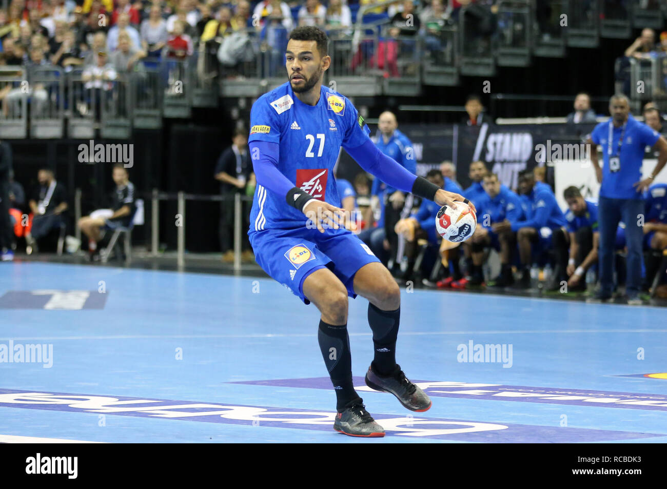 Berlin, Germany. 14th Jan, 2019. Handball IHF Men's World Championship: Adrien Dipanda for France Credit: Mickael Chavet/Alamy Live News Stock Photo