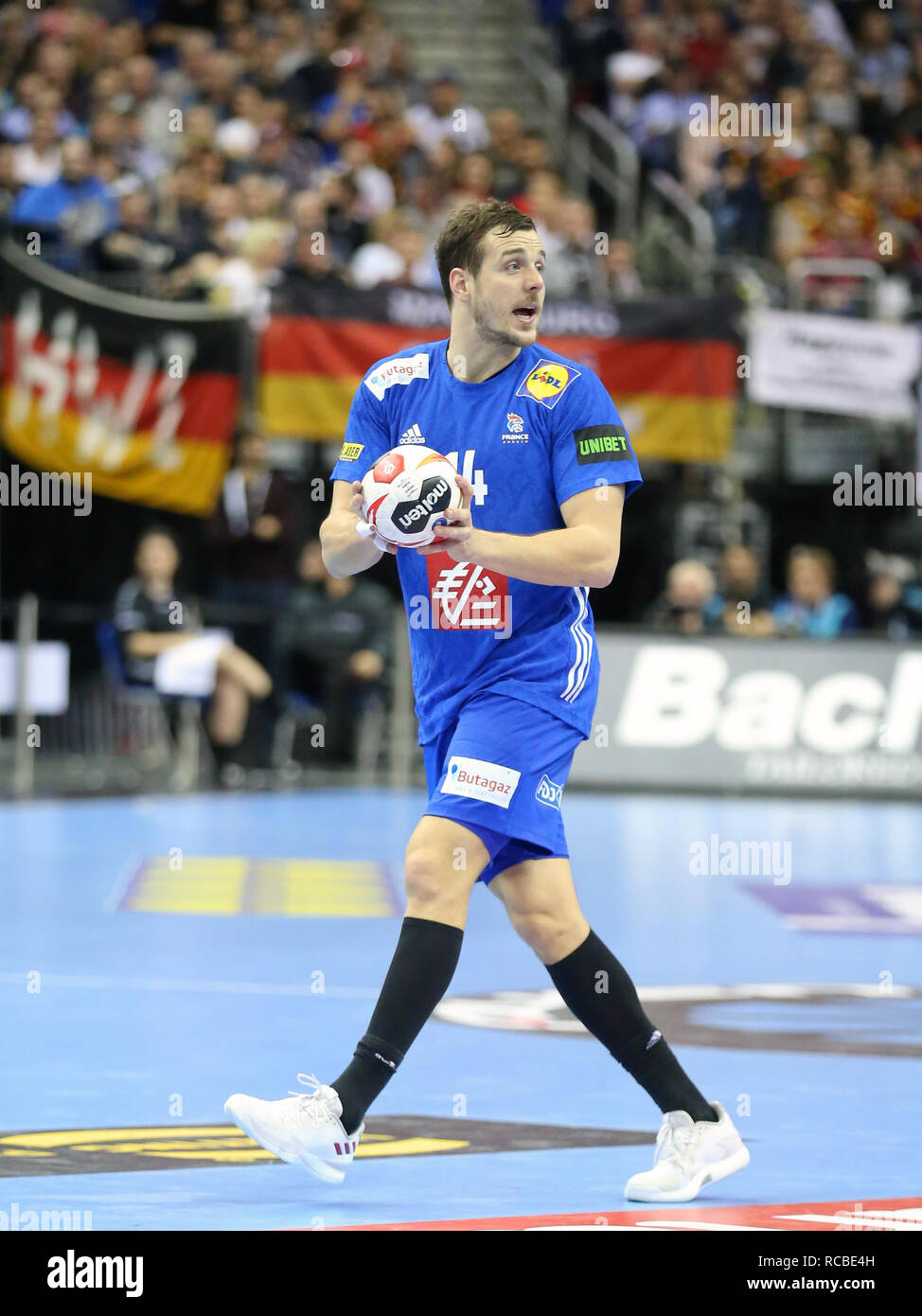 Berlin, Germany. 14th Jan, 2019. Handball IHF Men's World Championship: Kentin Mahe for France Credit: Mickael Chavet/Alamy Live News Stock Photo
